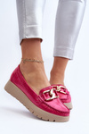 Zazoo Leather Platform Moccasins with Decoration Fuchsia