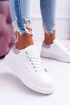 Sporty Women's Thick Sole Shoes White Grey Skirt