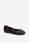 Women's Ballerina Flats with Eco Leather Decoration Black Rhodike