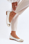 Zazoo 2890 Leather Ballerina White-Gold