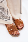 Women's Platform Slippers With Buckle And Studs Camel Nusithia