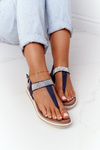 Sandals With Cubic Zirconia S.Barski 701-12 Navy Blue