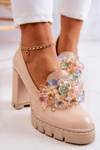 Elegant Pumps With Ornament Smooth Beige Caterine