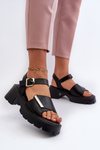 Women's Leather High Heel Sandals Vinceza 66627 Black