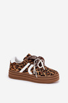 Women's sneakers in leopard print on platform with decorations brown Vinness