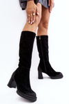 Women's Suede Over-the-Knee Boots with Stiletto Heel Lemar Black Ceraxa