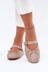 Embellished ballerinas with bow and strap beige Zdivisa