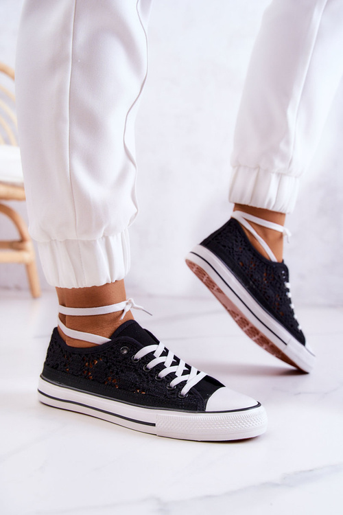 Women's fabric sneakers with openwork Black Venture
