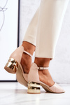 Leather Stiletto Sandals Lewski 3027 Beige