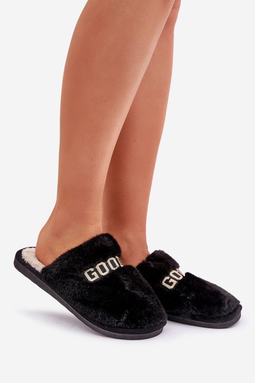 Women's Slippers With Fur And Print Black Kalelia
