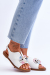 Women's Leather Sandals With Stones White Mersea
