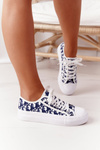 Women's Logged Sneakers White-Dark Blue Daphne