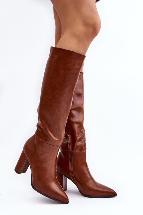 Kozaki Do Kolana Damskie Na Słupku Camel Fiminna 3872