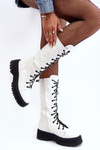 Leather Lace-up Boots With a Zip White Zoraida