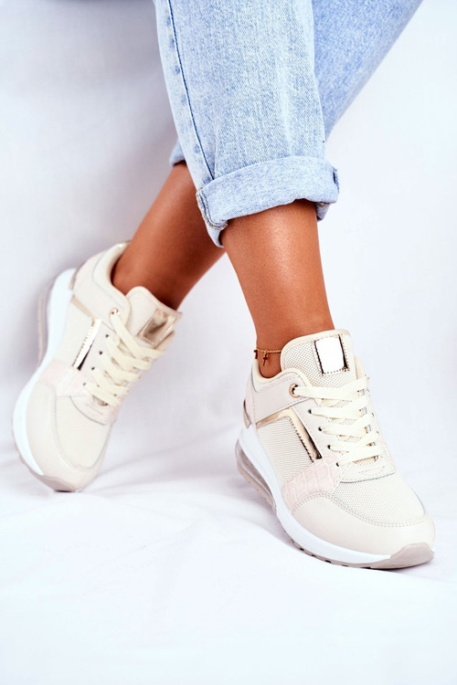Damskie Sneakersy Sportowe Beżowe Sparks