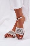 Women Flat Sandals With Decoration White Dorfedi