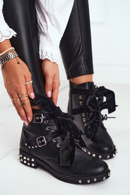 Women's Boots Rivets Spikes Black Magnet