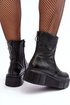 Women's Leather Boots On The Platform Black Jenefer
