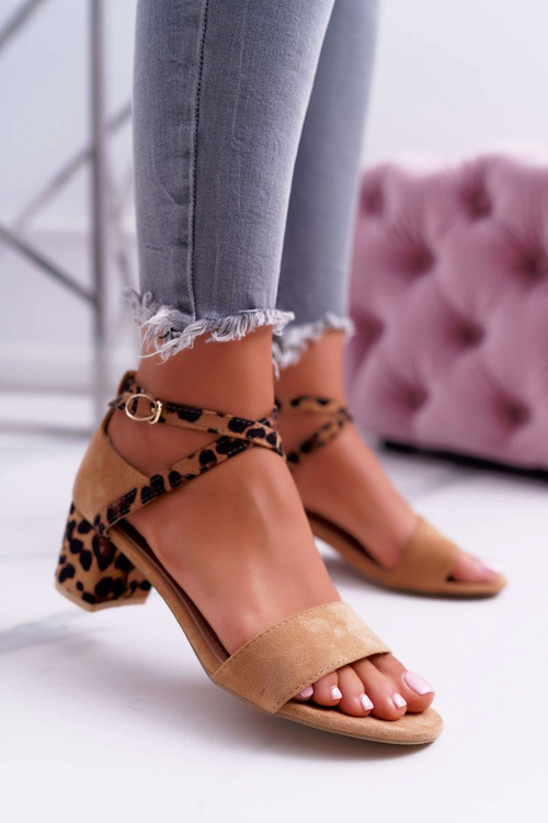 Lu Boo Panther Camel Fall In Love Women's Stiletto Sandals