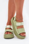 Women's Platform Sandals With Velcro Green Nitepira