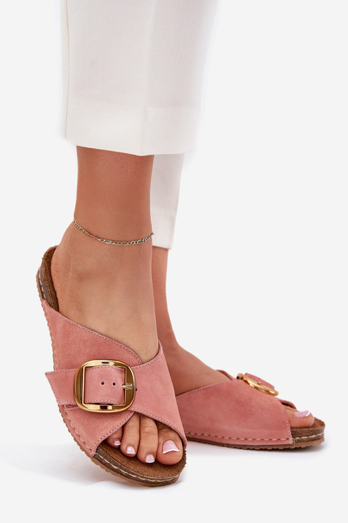 Leather Sandals With Golden Buckle Maciejka 07000-15 Pink