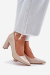 Lacquered Heels On Block Heel Beige Kilanne