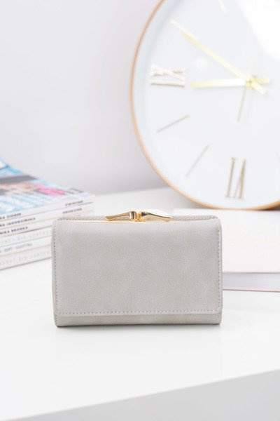 Small Women's Grey Wallet with Gold Big Socket