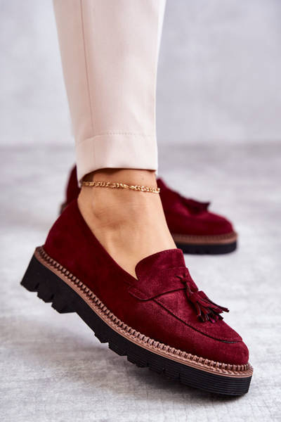 Women's Suede Shoes On The Platform Burgundy Unni