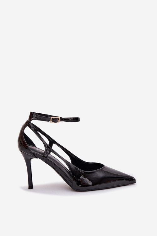 Patent leather high heels from eco leather black Fionnel