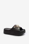 Damskie Klapki Lekkie Piankowe Z Ozdobami Czarne Orchia