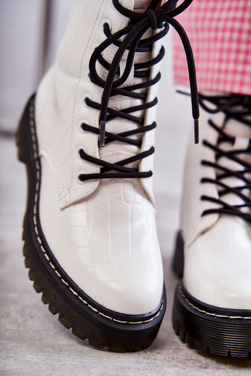 Women's Warm Snakeskin Boots White Salma