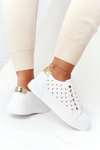 Women’s Sneakers With Quilting White-Gold Fondness