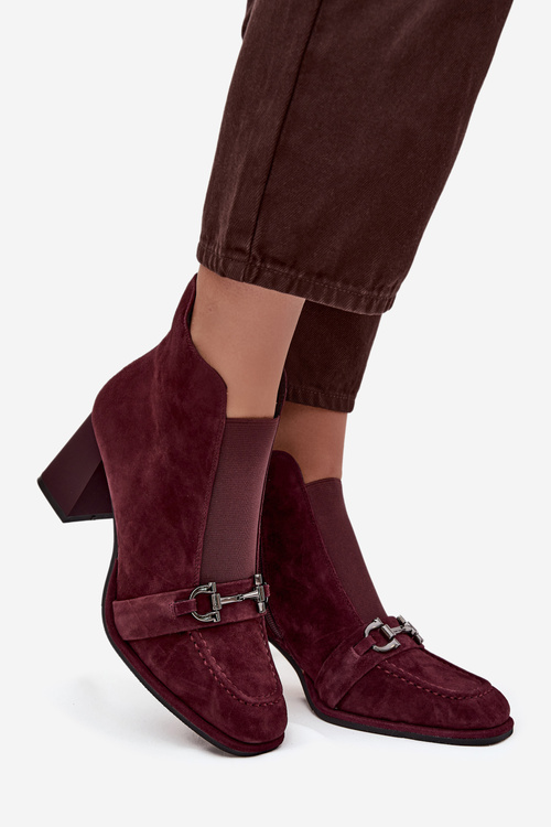Women's Boots Made of Natural Suede on Heel Artiker 57C0222 Bordeaux