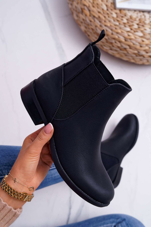 Women's Flat Heel Sable Boots Black Barski 18-75