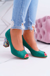 Women's Sergio Leone Uncovered Toe PB133 Green Fans Pump pumps