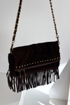 Suede Bag With Fringes On Chain Chocolate Narella