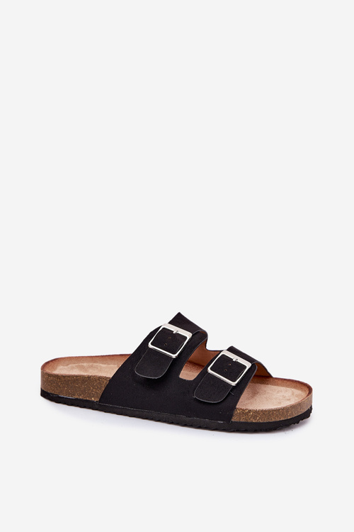 Women's Cork Platform Sandals With Buckles Black Evisolla