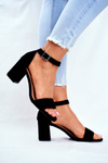 Suede Sandals On A Block Heel Vinceza 20-17058 Black