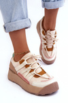 Women's Suede Sports Shoes on Platform Beige Rohan