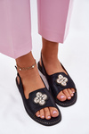 Ladies Sandals On Flat Heel With Decorative Detail S.Barski KV51-080 Black