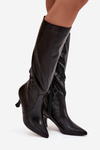 Women's High Heel Boots Made of Eco Leather Black Karella