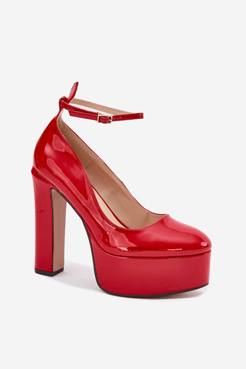 Lacquered High Heel And Platform Pumps Red Nianka
