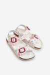 Children's Sandals with Flowers and Buckles White Memoria