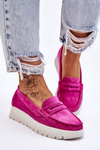 Suede Platform Loafers Fuchsia Milana