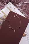 Women's Celebrity Bracelet Pink Gold Three Crosses