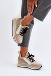 Women's Wedge Sneakers with Platform and Brocade Golden Rafani