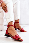 Leather Sandals On Golden Heel Laura Messi 2143 Red