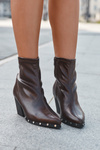Women's Cowboy Boots Made of Eco Leather with Heel Brown Abrielle