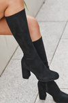Women's Boots with Stitching on Block Heel Black Brivana