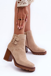Suede Heeled Boots Beige Makeline